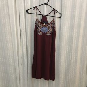 Maroon embroidered dress